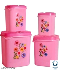 Essential Plastic Jars & Containers  - L X H X W  :11 X 8 X 5.5, Pink, Plastic, Other  Airtight, 8 Piece of 1 Pack